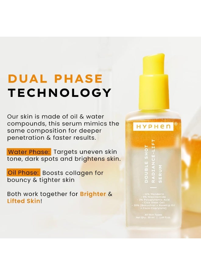 Hyphen 18% Brightening + 20% Collagen Face Serum | Double Shot Serum with 11% Mandarin 5% Niacinamide 2% PGA & Bakuchiol | Winter Skincare | Brightening, Hydrating & Collagen Boost for All Skin type - 50ml - Image 2